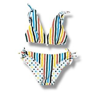 Womens Rye Bikini 2 Piece Top Bottoms Candy Dot Stripes Size M Major Hotty